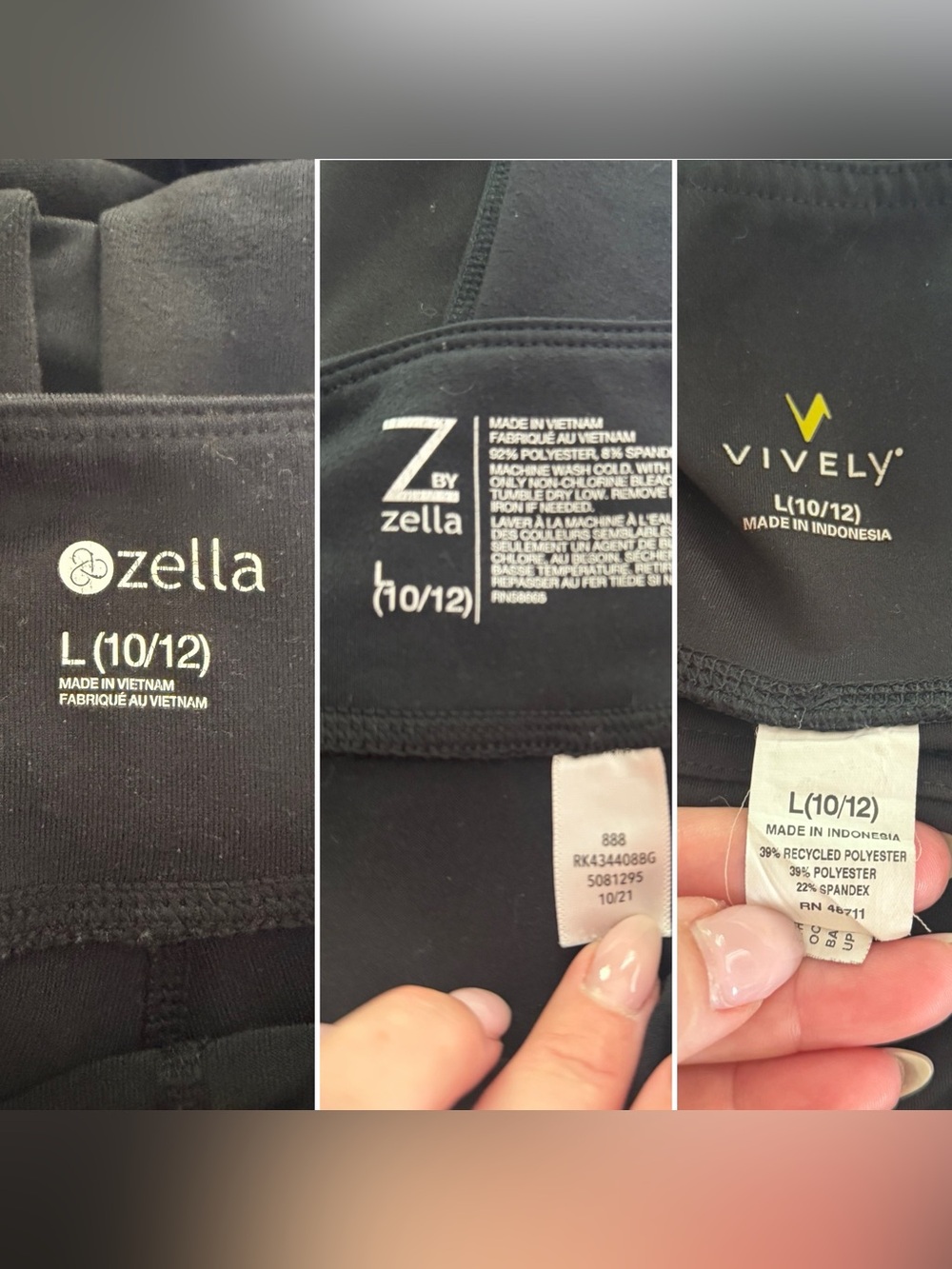3 Pair Black Leggings (Zella & Lively)